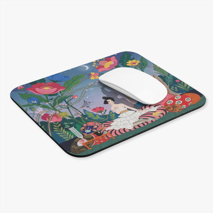 🌙🌺 The Lady In The Midnight Garden Mouse Pad – Art Deco Floral Reverie