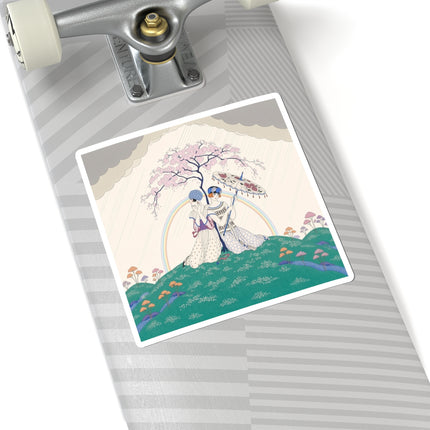 🌈☂️ Beneath The Rainbow Tree Kiss-Cut Stickers – Art Deco Spring Fantasy
