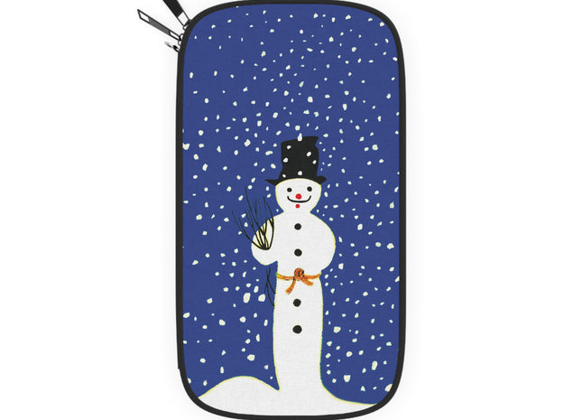 Snowman in Falling Snow Passport Wallet