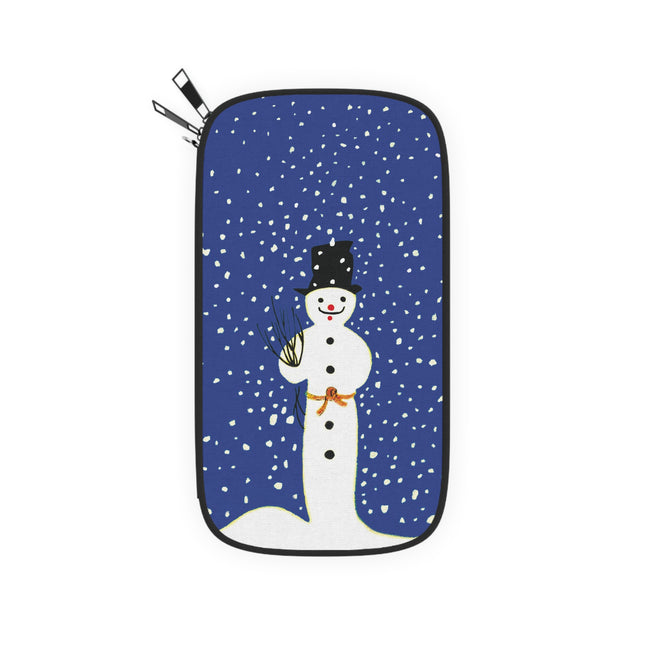 Snowman in Falling Snow Passport Wallet