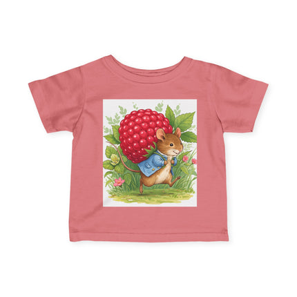🐭🍓 The Little Raspberry Garden Mouse Infant Fine Jersey Tee – Whimsical Woodland Charm