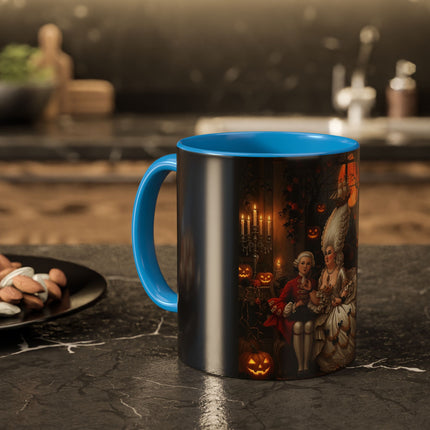 🌙🎃 The Moonlit Pumpkin Parlor Colorful Mug – Elegant Halloween Charm