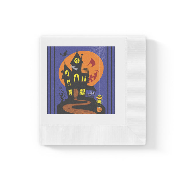 Halloween Night at the Haunted House White Coined Napkins