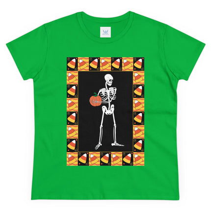 Candy Corn Skeleton Women's Midweight Cotton Tee
