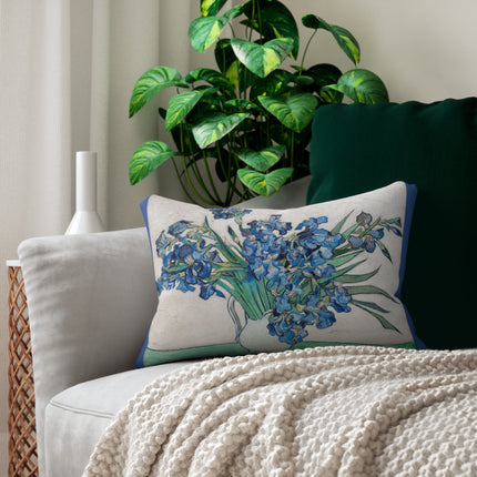 Irises by Vincent Van Gogh Spun Polyester Lumbar Pillow