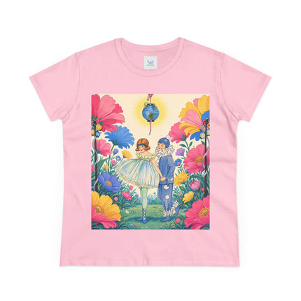 🌸🏮 The Lantern Garden Stroll Cotton Tee – Art Deco Floral Whimsy