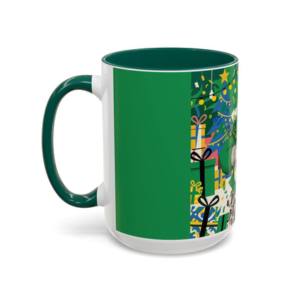 🍀🎄 The Emerald Holly Christmas Colorful Mug – Art Deco Holiday Elegance