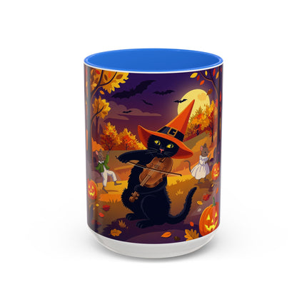 🐈‍⬛🎻 The Black Cat's Moonlit Melody Colorful Mug – Whimsical Halloween Music