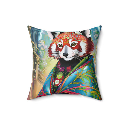 Cybernetic Red Panda Spun Polyester Square Pillow