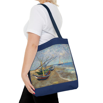 Fishing Boats on the Beach at Saintes-Maries by Vincent Van Gogh Tote Bag (AOP)