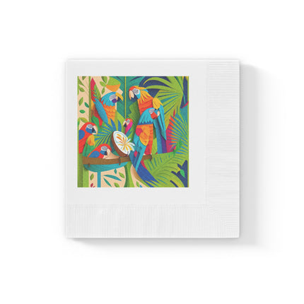 Colorful Macaws White Coined Napkins