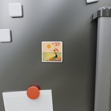 🧜‍♀️☂️ The Mermaid With The Parasol Die-Cut Magnets – Art Deco Seaside Fantasy