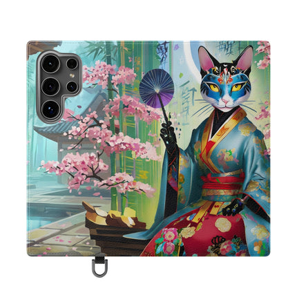 🌸✨ Cyberpunk Geisha Flip Case – Neon Elegance & Futuristic Grace