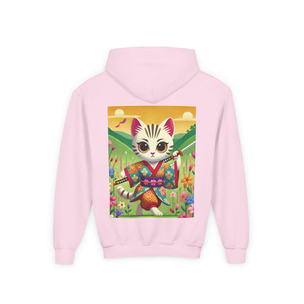 Samurai Kitten Youth Hooded Sweatshirt – Bold Adventure & Playful Spirit