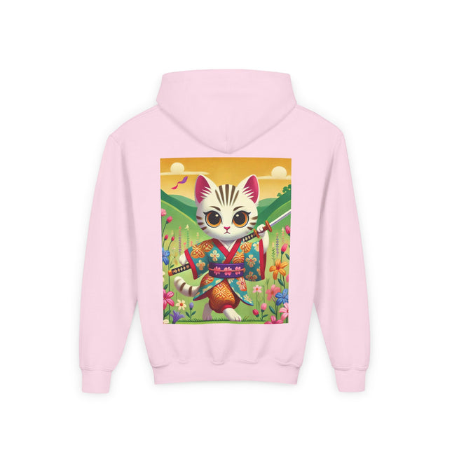 Samurai Kitten Youth Hooded Sweatshirt – Bold Adventure & Playful Spirit