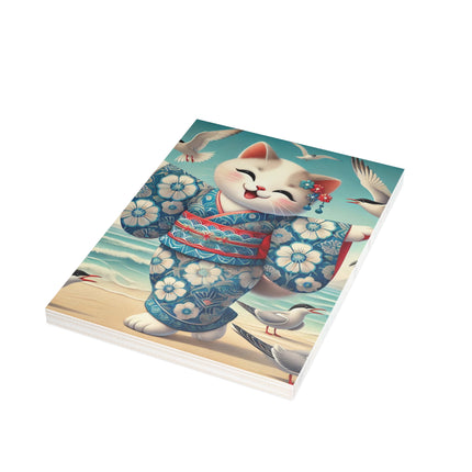 Geisha Kitten by the Seaside Postcard Bundles (envelopes included) - Bundles of 10, 30, 50 Pieces