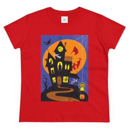 Halloween Night at the Haunted House Women's Midweight Cotton Tee