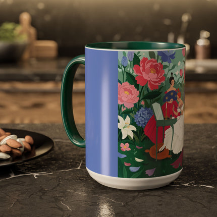 The Ladies Of The Blossoming Vanity Colorful Mugs – Art Deco Floral Elegance
