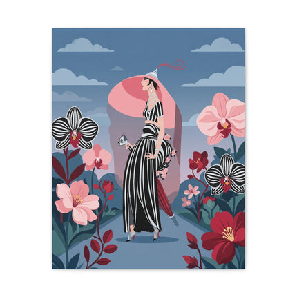 🌸🖤 The Striped Orchid Promenade Placemat – Art Deco Floral Fashion