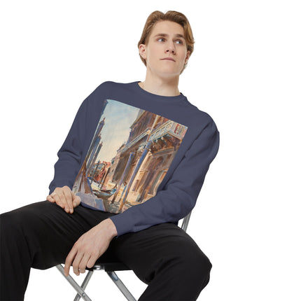Gondola Moorings on the Grand Canal by John Singer Sargent Unisex Garment-Dyed Sweatshirt