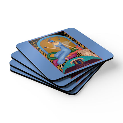 Virgo Zodiac Design – September & Sapphire by Sofia Chiostri | Corkwood Coaster Set