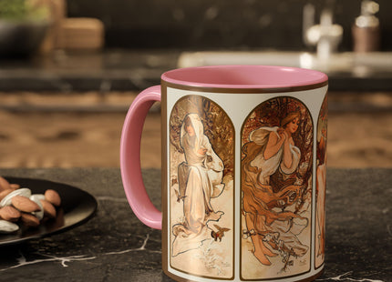 The Seasons by Alphonse Maria Mucha Colorful Mugs (11oz, 15oz)