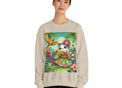 Parrot Dance of the Geisha Kitten Heavy Blend™ Crewneck Sweatshirt