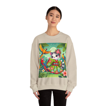 Parrot Dance of the Geisha Kitten Heavy Blend™ Crewneck Sweatshirt