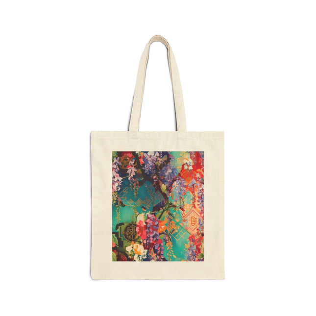 Golden Wisteria Symphony Cotton Canvas Tote Bag