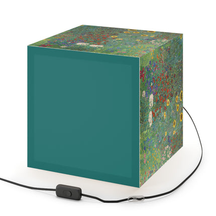 Farm Garden with Sunflowers by Gustav Klimt Light Cube Lamp