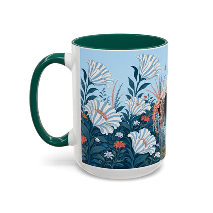 🎨💙 The Enchanted Garden Artist Colorful Mug – Art Deco Floral Whimsy