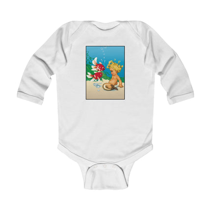 Whimsical Baby Mermaid Long Sleeve Bodysuit – Cozy Ocean Dreams & Playful Magic