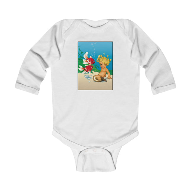 Whimsical Baby Mermaid Long Sleeve Bodysuit – Cozy Ocean Dreams & Playful Magic
