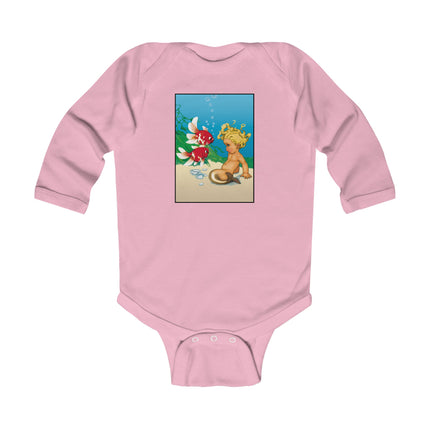 Whimsical Baby Mermaid Long Sleeve Bodysuit – Cozy Ocean Dreams & Playful Magic