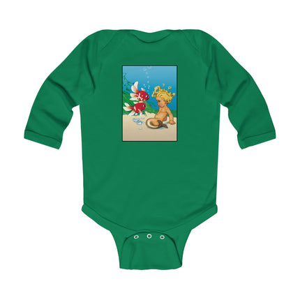 Whimsical Baby Mermaid Long Sleeve Bodysuit – Cozy Ocean Dreams & Playful Magic