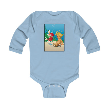 Whimsical Baby Mermaid Long Sleeve Bodysuit – Cozy Ocean Dreams & Playful Magic