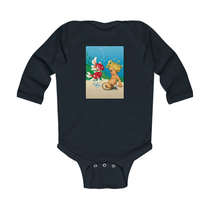 Whimsical Baby Mermaid Long Sleeve Bodysuit – Cozy Ocean Dreams & Playful Magic
