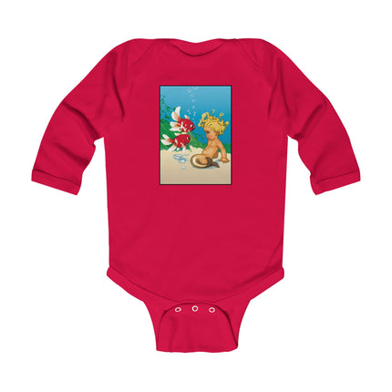 Whimsical Baby Mermaid Long Sleeve Bodysuit – Cozy Ocean Dreams & Playful Magic