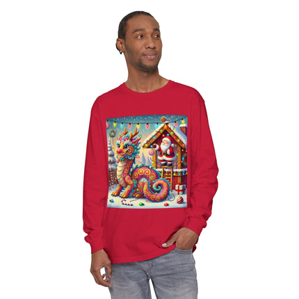 Playful Dragon's Christmas Unisex Garment-dyed Long Sleeve T-Shirt