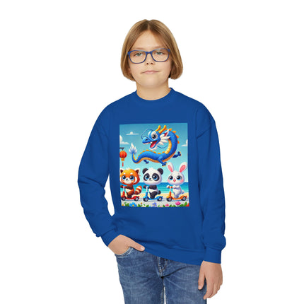 Seaside Scooter Friends Youth Crewneck Sweatshirt – Coastal Fun, Friendship & Playful Adventure