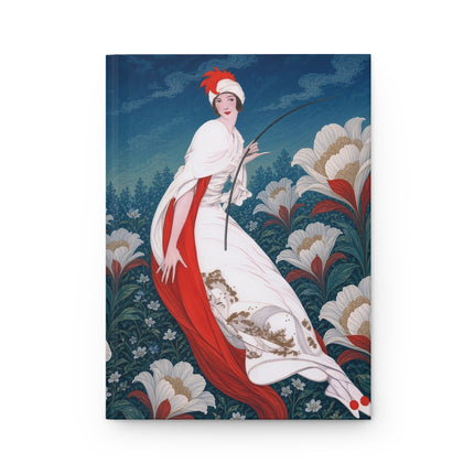 🌺❤️ The Lady Of The Scarlet Lily Garden Hardcover Journal – Art Deco Floral Elegance