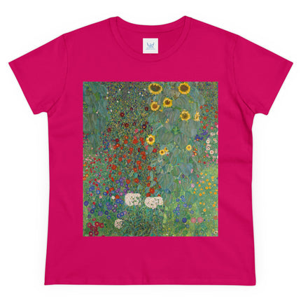 Farm Garden with Sunflowers by Gustav Klimt Women's Midweight Cotton Tee