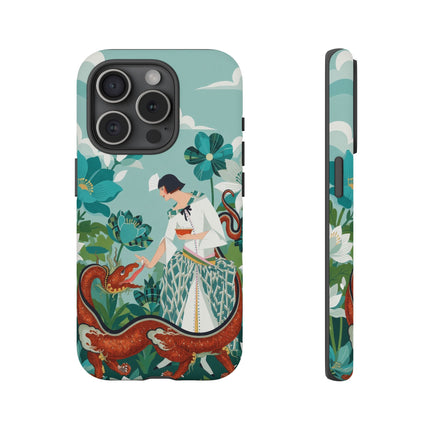 🐉🌿 The Dragon Keeper Phone Case – Art Deco Floral Fantasy