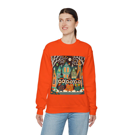Night of the Trick-or-Treating Owlets Unisex Heavy Blend™ Crewneck Sweatshirt