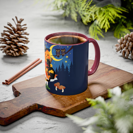 🎃🐈‍⬛ The Little Pumpkin Witch And Her Black Cat Colorful Mug – Whimsical Halloween Charm