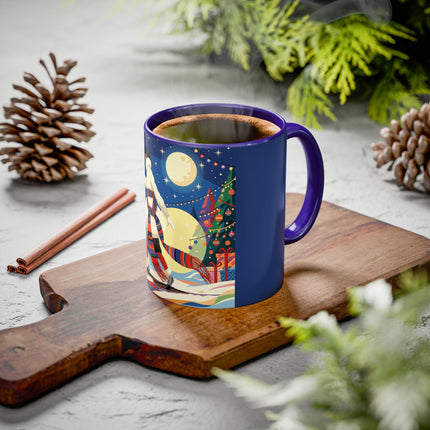 🌙🎿 The Moonlit Christmas Skier Colorful Mug – Whimsical Holiday Fantasy