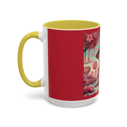 Whimsical Geisha Kitten in a Valentine Garden Colorful Mugs (11oz, 15oz)