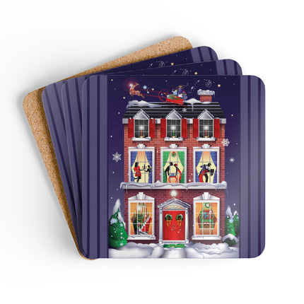 A Christmas Eve Celebration Corkwood Coaster Set