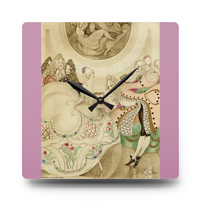 Sur talons rouges (On Red Heels) pl 01 by Gerda Wegener Acrylic Wall Clock, Round and Square