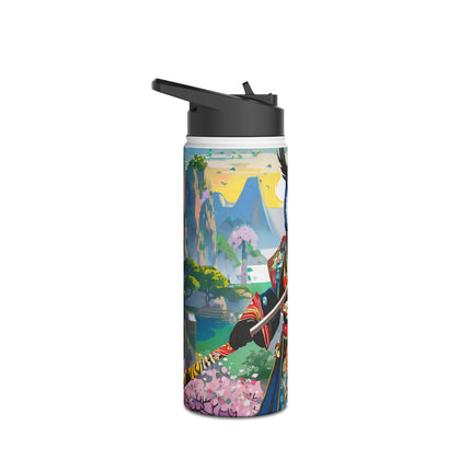 Cyberpunk Samurai Owl Stainless Steel Water Bottle